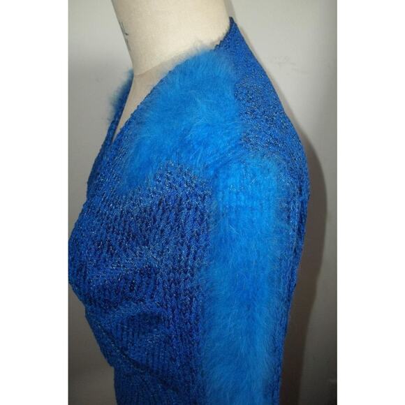 Vintage 80's Handmade Cobalt Blue Knit Sweater - Picture 3 of 10